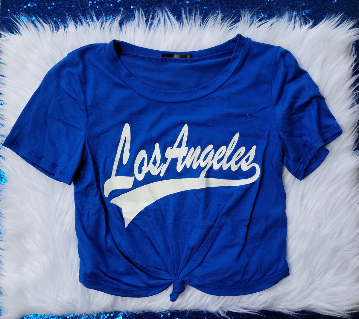 Dodgers Bleed Blue Baseball Collection Cropped Long Sleeve by