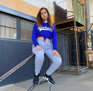 LA  Crop Hoodie - Blue