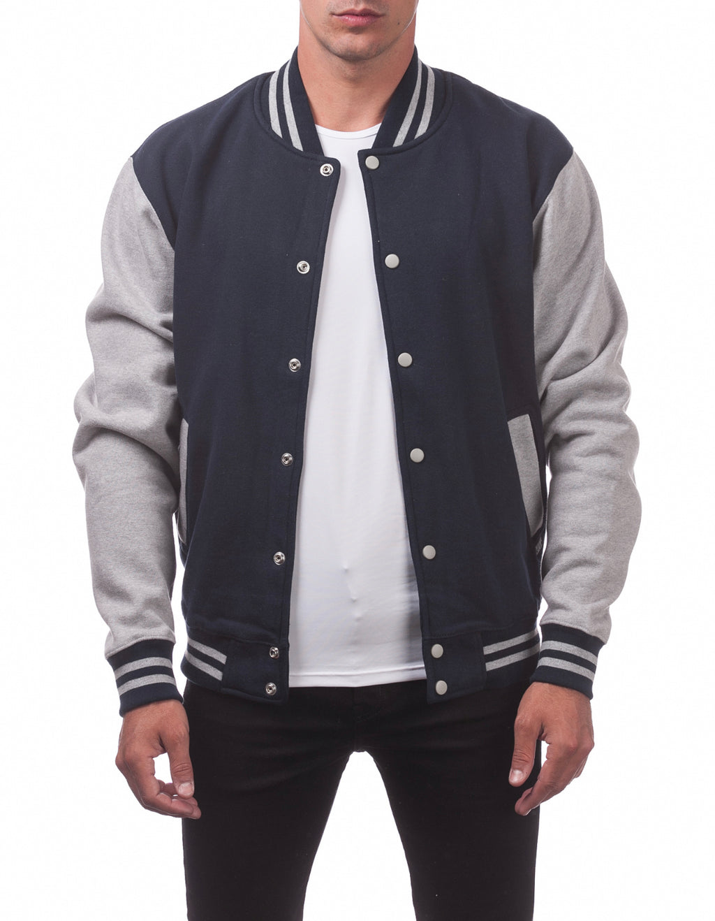 Pro Club Varsity Jacket - Navy & Light Grey