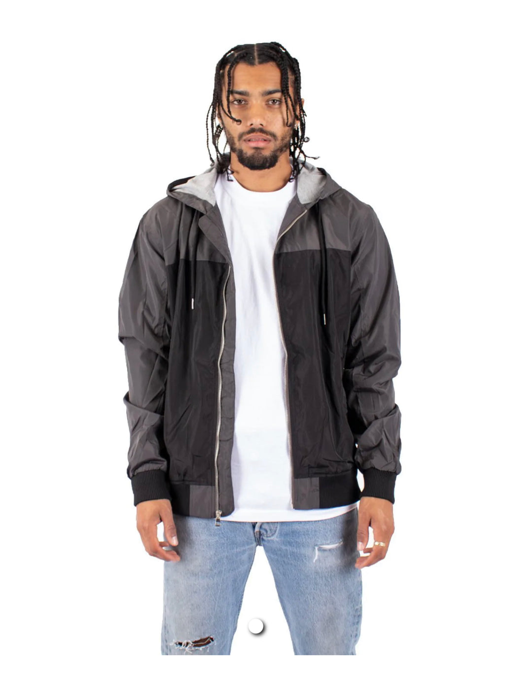 Shaka Windbreaker Jacket - Charcoal & Black